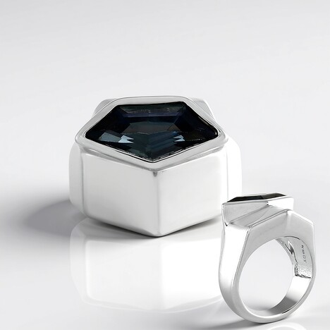 Anello in argento con Topazio Blu Londra (de Melo Essence)