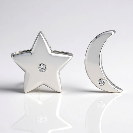 Boucles d'oreilles en argent et Diamant I1 (G) (Annette)