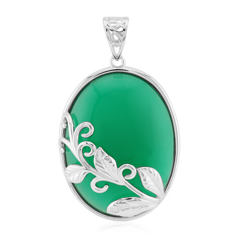 Green Agate Silver Pendant
