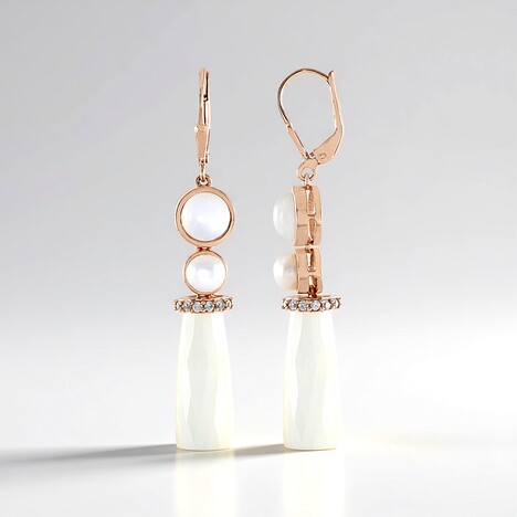 Orecchini in argento con Calcedonio Bianco (KM by Juwelo)