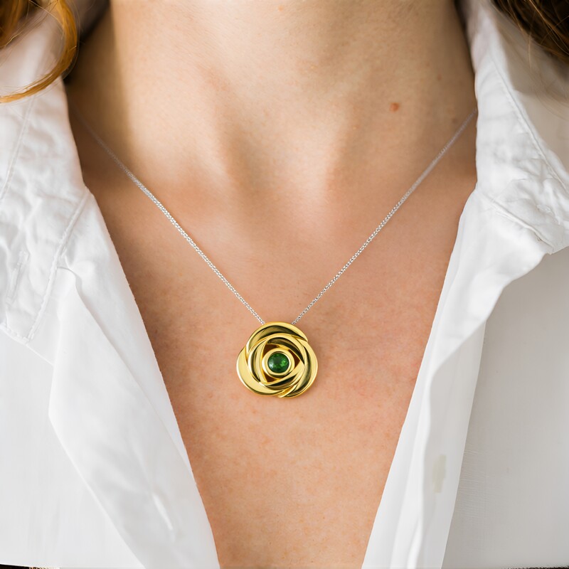 I2 Green Diamond Silver Pendant