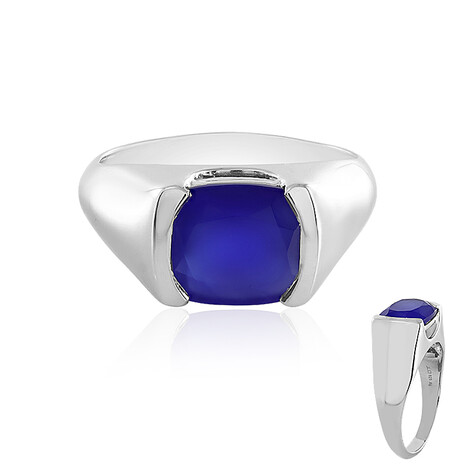 Anillo en plata con Calcedonia azul