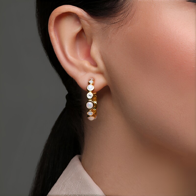 Boucles d'oreilles en argent et Opale Welo