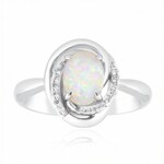 Anillo en oro con Ópalo blanco de Brasil