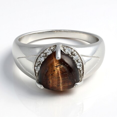 Anello da uomo in argento con Occhio di Tigre Rosso