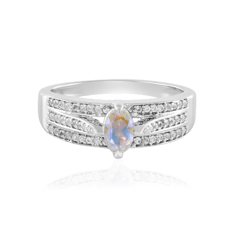 Anello Claddagh Con Topazio Arcobaleno E Zirconi In Argento 925. Gioiello Simbolico E Colorato, Nuovo.