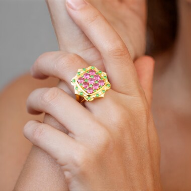 Anillo en plata con Turmalina rosa de Nigeria