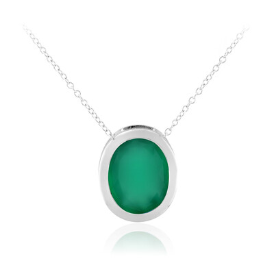 Green Agate Silver Necklace (MONOSONO COLLECTION)