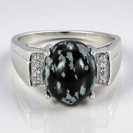Zilveren ring met een sneeuwvlokken obsidiaan