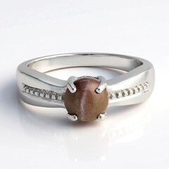 Anello da uomo placcato in platino con Scapolite Occhio di Gatto