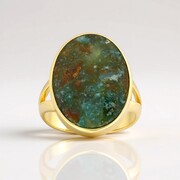 Zilveren ring met een versteend geopaliseerd hout (Bali Barong)