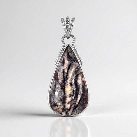 Ciondolo in argento con Diaspro Batik (Bali Barong)
