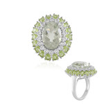 Zilveren ring met een groene amethist