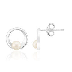 White Freshwater Pearl Silver Earrings