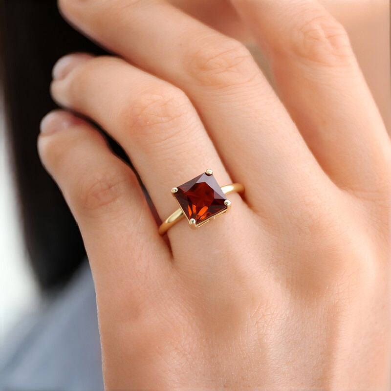 9K Hessonite Garnet Gold Ring