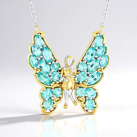 Collana in argento con Fluoroapatite Verde (Gems en Vogue)