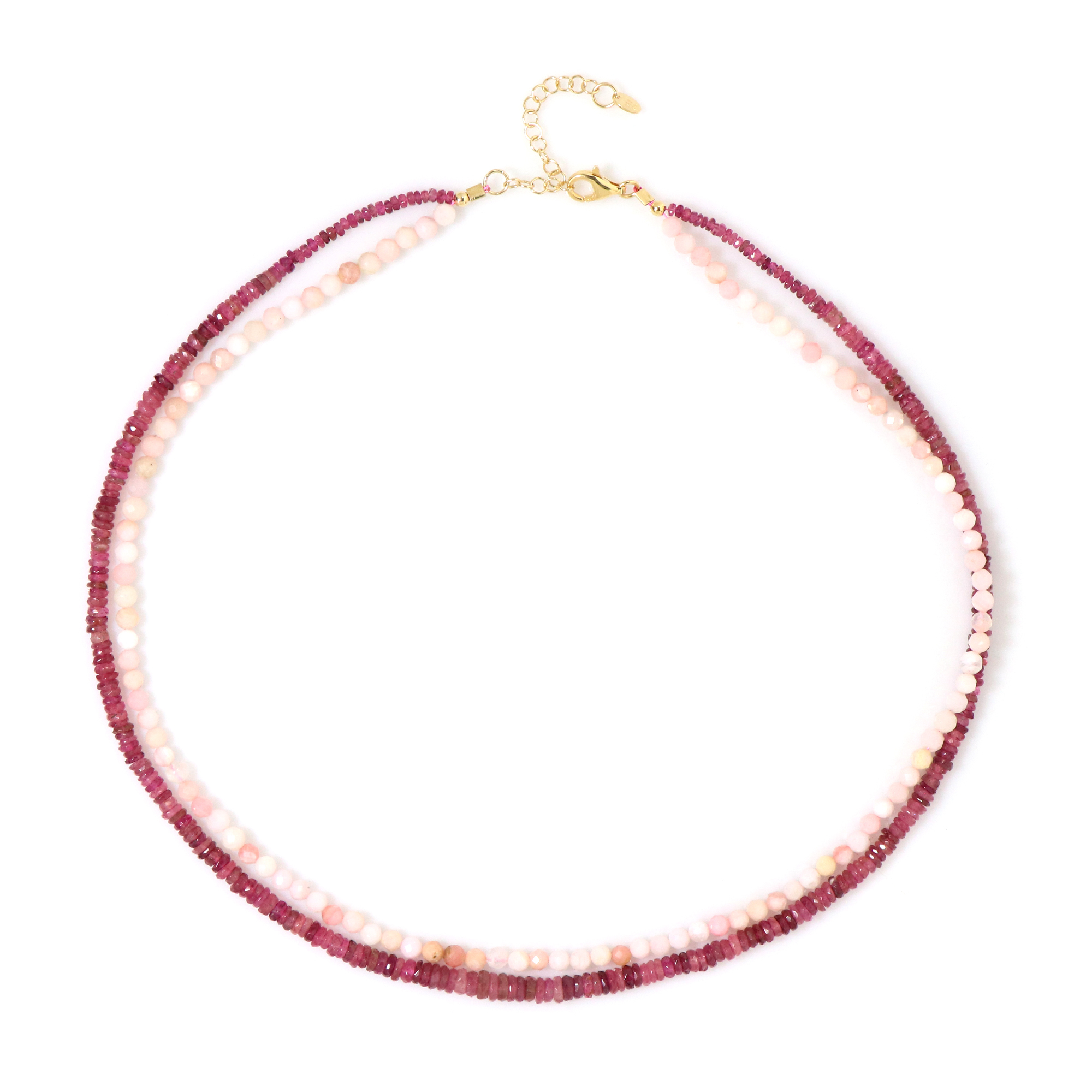 Collana con perline di opale rosa naturale peruviano, perline