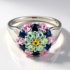 Anello placcato in platino con Gemme