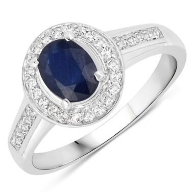 Blauer Saphir-Silberring