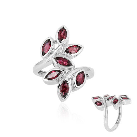 Zilveren ring met framboos rhodolieten