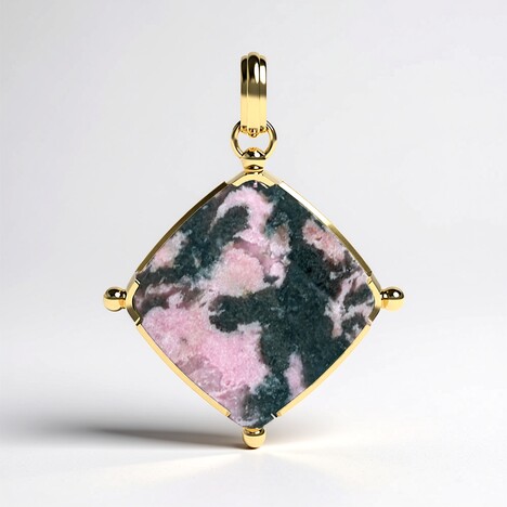 Ciondolo in argento con Rodonite Sulavesi (Bali Barong)
