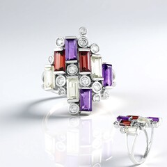 Anello in argento con Ametista Zambiana