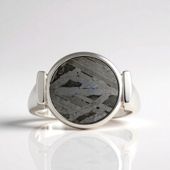 Anello in argento con Meteoriti di Aletai