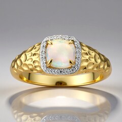 Anello in oro con Opale Bianco Brasiliano