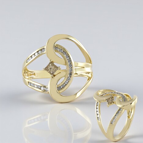 Anello in oro con Diamante Champagne I2 (de Melo Gold)