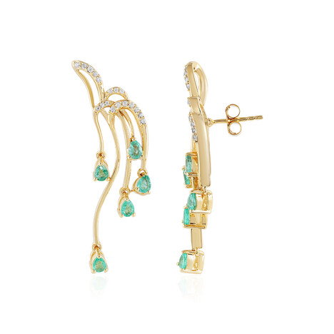 Russischer Smaragd-Silberohrringe