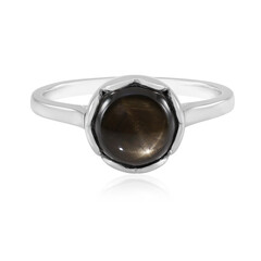 Zilveren ring met een zwarte ster saffier (de Melo Essence)