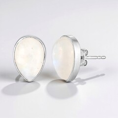 Boucles d'oreilles en argent et Labradorite blanche