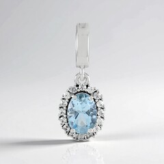 Pendentif en argent et Aigue-marine du Brésil