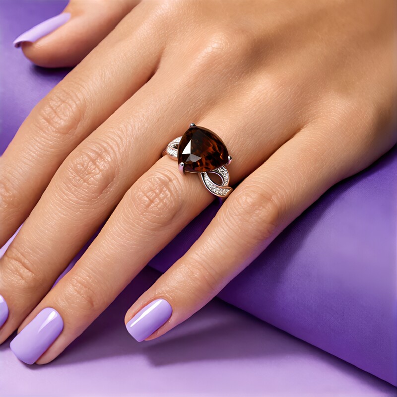 Bague en argent et Obsidienne acajou