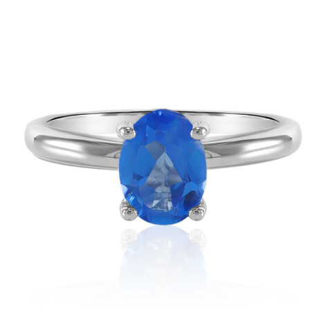 Anillo en plata con Topacio azul índigo