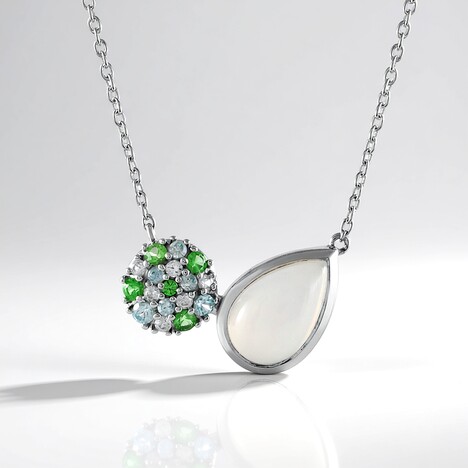 Collana in argento con Pietra di Luna Bianca (KM by Juwelo)