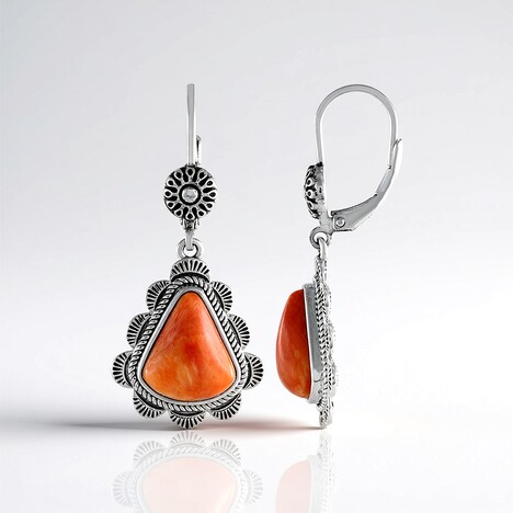 Orecchini in argento con Conchiglia di Ostrica Spinosa Arancione (Desert Chic)
