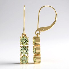 Boucles d'oreilles en or et Diaspore à couleur changeante