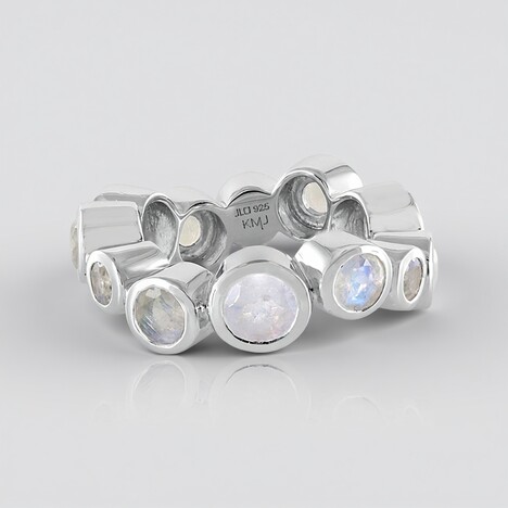 Anello in argento con Pietra di Luna Arcobaleno (KM by Juwelo)