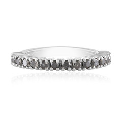 Zilveren ring met zwarte diamanten