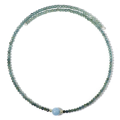 Collana rigida in acciaio con Acquamarina Brasiliana (Riya)