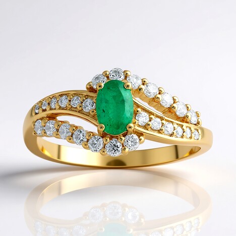 Anello in oro con Smeraldo Zambia
