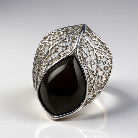 Anello in argento con Quercia Nera (dagen)
