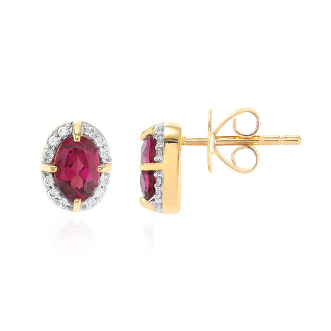 Boucles d'oreilles en or et Rubellite
