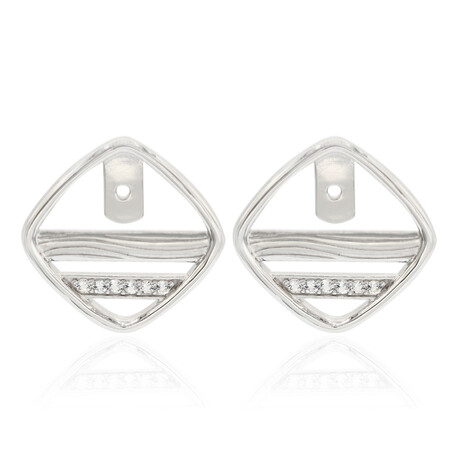 Weißer Topas-Silberohrringe (MONOSONO COLLECTION)