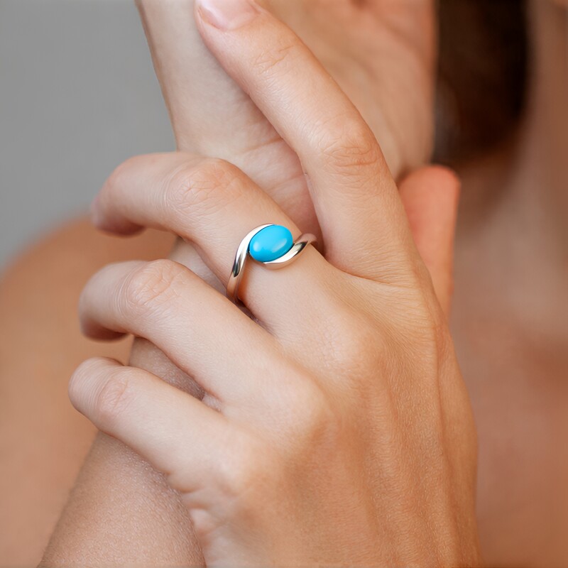 Zilveren ring met een Sleeping Beauty Turkoois