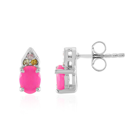 Äthiopischer Pinkfarbener Opal-Silberohrringe