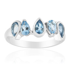 Bague en argent et Aigue-marine du Mozambique (Pallanova)