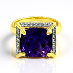 Anello in oro con Ametista Uruguay