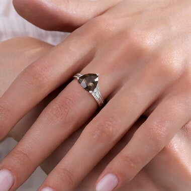 Bague en argent et Quartz fumé